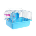 Small Pet Hamster Cage with Running Wheel Water Bottle Food Basin Portable Carrier House Mice Home Habitat for Going Out, Traveling (Blue) - color: Blue