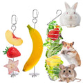 3 Pack Rabbit Toys, Bunny Rat Cage Food Holder Stainless Steel Slow Feeder Hanging Accessories for Rat Guinea Pig Chinchillas Rabbits Hamster Foraging Enrichment Small Animal Toys