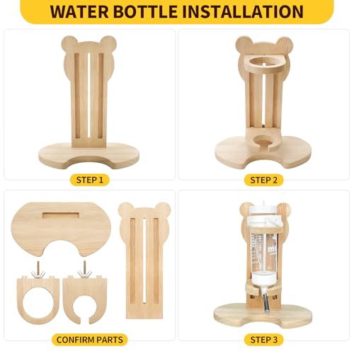 Hamster Cage Accessories Set ，Silent Exercise Wheel, Maze Wooden Hideout, Water Bottle with Holder, Chew Toys & Interactive Platform for Hamsters, Mice, Gerbils (All-in-One Habitat Enrichment Kit)