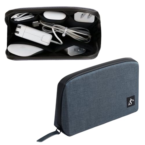 simtoper Electronic Organizer Travel Case – Waterproof Cable Bag for Cord, Charger, Hard Disk, Power Bank – Small Tech Storage for Travel, Backpack, Business Trip, Airplane - color: Blue, size: Large