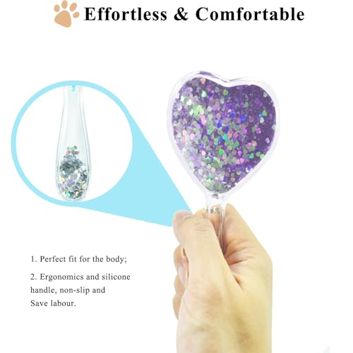 Small Dog Brush, Soft Brush for Shih Tzus, Yorkies, Maltipoos, Maltese, Love Shape Puppy Massaging Hair Comb for Small Dogs Cats Rabbits of All Hair Types (Glitter Purple) - color: Glitter Purple