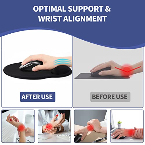 Mouse Pad with Wrist Rest, Comfortable Computer Mousepad with Gel Wrist Support Smooth Surface and Non-Slip PU Base for Pain Relief, Laptop, Office & Home (Moon Night) - color: Moon Night