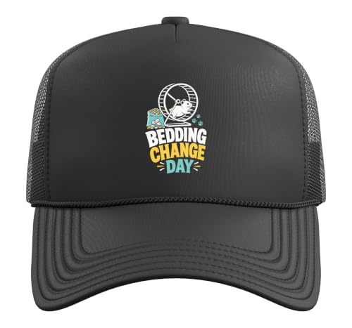 Hamster Bedding Change Day Trucker Hat with Adjustable Mesh Back - color: Black
