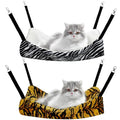 Jetec 2 Pack Cat Hammock for Cage, Catio Accessories Reversible Soft Cats Bed with Adjustable Straps and Hooks Double-Sided Linen and Fleece Hanging Hammock for Cats, Kitten(Zebra, Tiger Stripes,L) - size: L