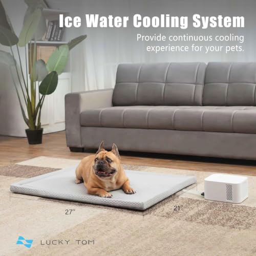 Pet Pad Cooling System for Summer, Consistent Cooling Water Mat for Dogs and Cats, No Refrigeration or Chemical Gel Needed, Machine Washable Bed, Ideal for Home and Crates (Light Gray, L) - size: 27"L x 21"W x 1.5"Th