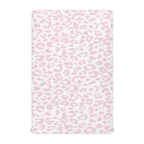 Pink Leopard Print Baby Crib Sheets for Boys Girls 28x52 Inch | Cheetah Animal Skin Daesign Pattern Mattress Cover Funny Toddler Bed Sheets Standard Fitted Unisex Crib Sheets - color: Pink Leopard, size: 52*28*9 In