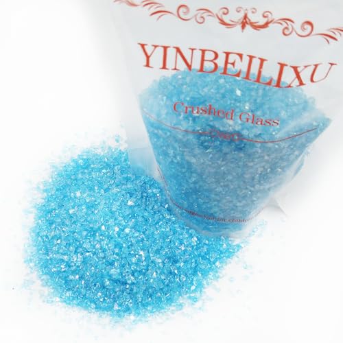 Crushed Glass Glitter, Broken Stones Shattered Glass Chips for Resin Art Crafts, Epoxy Resin Supplies, Geod Painting, DIY Art Projects, Jewelry Making, 2-4mm, 200g/7oz (Navy Blue) - color: Navy Blue