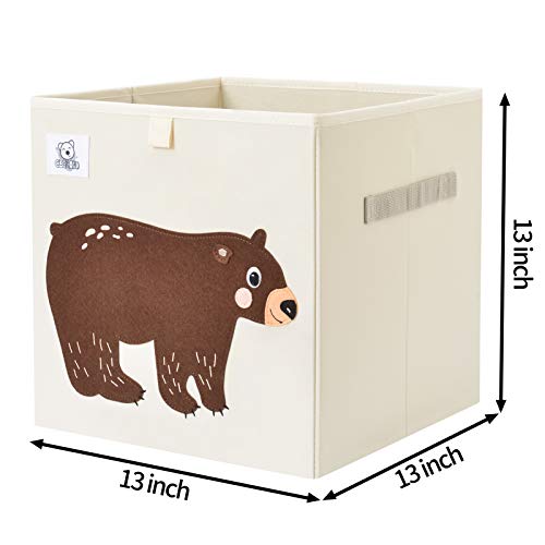 13 Inch Animal Cube Storage Bins, Foldable Fabric Kids Toy Box & Toy Chest | Kids Storage Cubes, Toy Storage Organizer Basket for Toddlers, Boys and Girls, Playroom and Nursery (Bear) - color: Bear