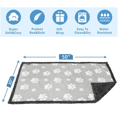 Kritter Planet Waterproof Reversible Pet Blanket for Small Dogs | 30 x 50 Inch, Washable Pet Protector for Sofa, Couch, Crates and Car Seats, Guards Against Fur, Dirt and Everyday Spills - color: Paw Print, size: 50"x30"