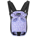 Pawaboo Pet Front Carrier Backpack for Small Medium Dogs | Legs Out Easy-fit,Adjustable Straps,Hands-Free,Soft Padded Support for Travel Hiking Cycling Camping,Black Purple Daisy,S - color: Black & Purple, style: Small (Pack of 1)