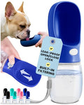 MalsiPree Dog Water Bottle Dispenser - 12 oz Navy Blue, Leak-Proof | 12oz leak-proof bottle & bowl - one-hand use - Use for dog walks, travel, hiking, park & beach days - color: Navy Blue, size: 12oz - Standard
