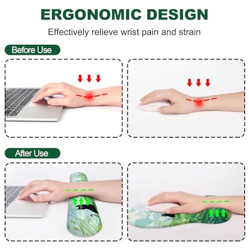 Ergonomic Mouse Pad with Wrist Rest and Keyboard Wrist Rest, Gel Mousepad and Wrist Rest for Computer Keyboard, Pain Relief, Non-Slip PU Base, Mouse Pad with Wrist Support for Gaming, Office, Cat - color: Cat