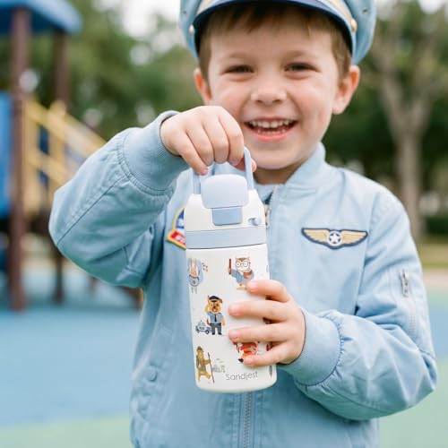 Animals Kids Insulated Stainless Steel Water Bottle 16 Oz, Travel Tumbler for School, Sports for Boys, Birthday, Back To School (Occupational Theme) - color: Animal