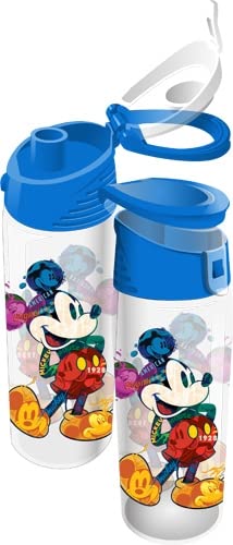 7STAR Mouse Rainbow Collage Water Bottle – Durable Plastic with Flip-Top Lid