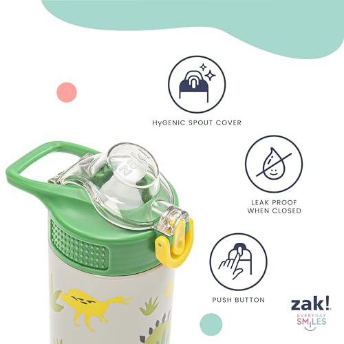 Zak Designs SpongeBob Sage 19oz Leak-Proof Straw Kids Water Bottle | BPA Free, Insulated Stainless Steel, Cupholder Friendly, Dishwasher Safe, Lid Lock, Handle, For School, Home, Travel, Outdoor - color: SpongeBob and Patrick