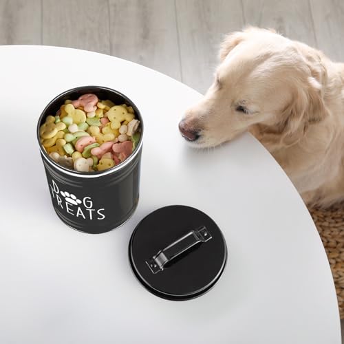 OUTNILI Extra Large Dog Treat Container Airtight - 9" Tall X 6" Round Black Dog Treat Jar for Kitchen Counter - Rustic Treat Storage Canister for Dogs, Cats, Small Animals - color: Black-Extra Large