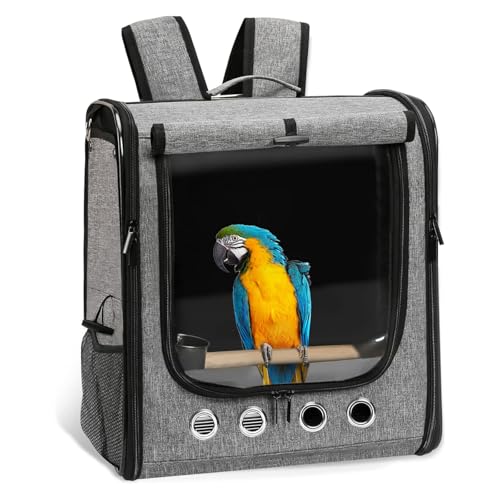 Bird Carrier Bag Bird Travel Cage with Stand, Lightweight Backpack for Parrot, Large Portable Bird Travel Bag, Pet Transparent Breathable Travel Cage