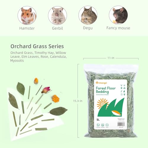 Niteangel Natural & Soft Hamster Bedding Mate: Air-Dried Flowers & Grass | Fun to Cage Habitat & Adds Vibrant Color - Decor for Syrian Dwarf Hamster Gerbils Mice Degus or Other Small-Sized Pet - size: Orchard Grass & Flower