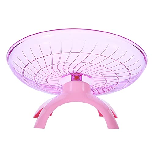 3 in 1 Hamster Water Bottle + Flying Saucer Exercise Wheel for Dwarf Hamster Mouse Rat Hedgehog (Pink, 80ml)