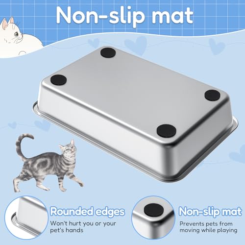 Stainless Steel Cat Litter Box,Extra Large Metal Litter Box,20Lx14x4 in | Extra Large Metal Litter Tray for Big Cats Kitty Rabbits,No Smell,Non Stick,Easy to Clean - color: 4"H, size: 20"L x 14"W