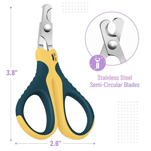 Mr. Pen- Cat Nail Clipper, Stainless Steel | Professional Sharp Cat Claw Trimmer for Small and Medium Cats, Pet Nail Clipper with Sturdy Non Slip Handle - color: Yellow/Dark Teal