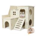 Hamster Hideout Tiny Maze Wood House with Slide (Pygmy Rats Only) | Hamster House and Habitat Wooden Hide Hut for Dwarf Gerbils Mouse Mice and Other Small Animals