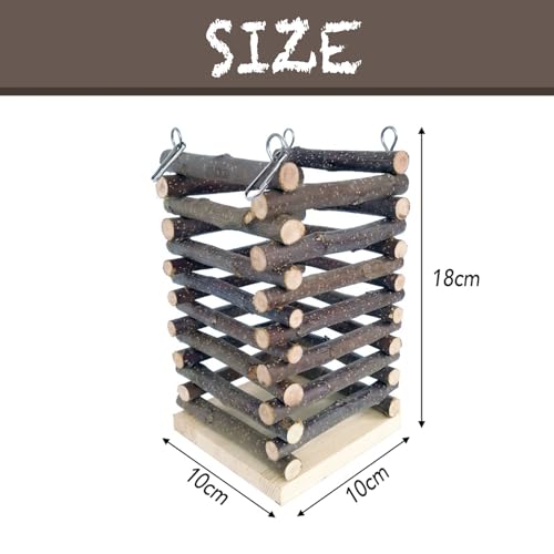 Apple Wood Hay Feeder for Small Animals - Durable Pine & Apple Wood Hay Rack with 2 Hooks - Food Dispenser & Grass Holder for Rabbit, Guinea Pig, Chinchilla, Hamster, Gerbil, 10x10x18cm