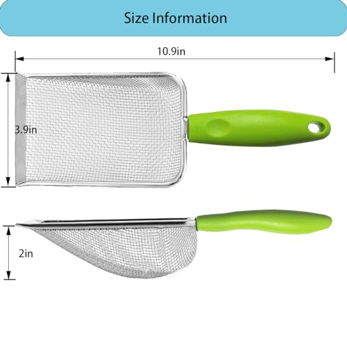 3PCS Stainless Steel Cat Litter Scoop,Litter Cleaner Corner Scoop Sand Sifter,Easy to Clean Cat Little Box, Sifting Litter Scoop Shovel for Reptile Terrarium Sand Waste - color: 2*Black-Green