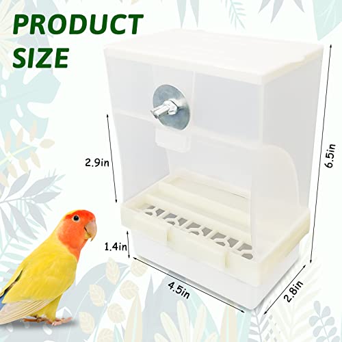 Tfwadmx No Mess Automatic Bird Feeders Cockatiel Food Dispenser Bowls Seed Container Parrot Dishes Parakeet Cage Accessories Birdfeeder with Divider for Canary Finch Conure Lovebirds 2Pcs - size: Large-4.5 x 2.8 x 6.5 inch