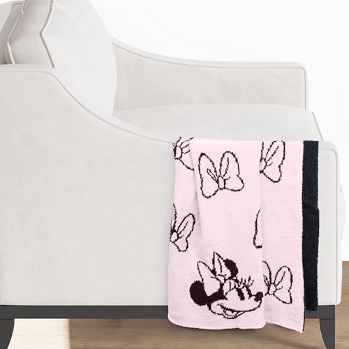 Jay Franco Disney Minnie Mouse Feather Knit Fluffy Throw Blanket for Girls - Light Pink Bows Fuzzy Blanket Measures 50 x 60 inch | Super Soft Lightweight Bedding - color: Light Pink - Minnie Mouse