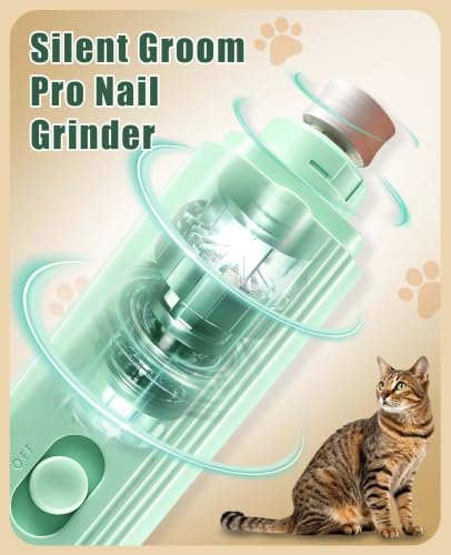 Silent Groom Pro Nail Grinder 2-in-1 Cat Nail Clipper with Light | Also Suitable for Nail Grinding for Small Dogs and Other Small Pets