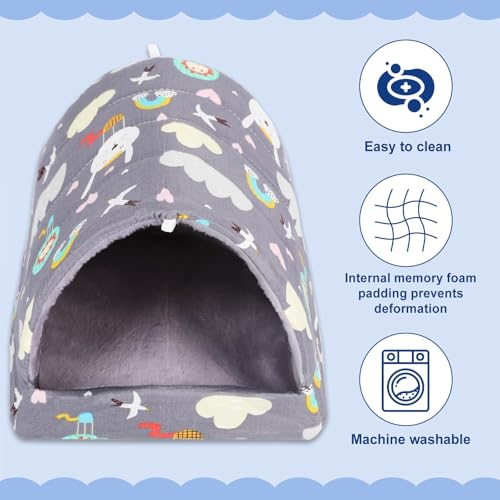 UPINS 2 Pack Guinea Pig Hideout,Guinea Pig Bed | Washable Small Animal House Cage Accessories ,for Mouse Chinchillas Hamsters Hedgehogs Ferrets Bearded Dragons and Rats - color: Grey Dark Blue, size: 6.8 x 7.4 inch