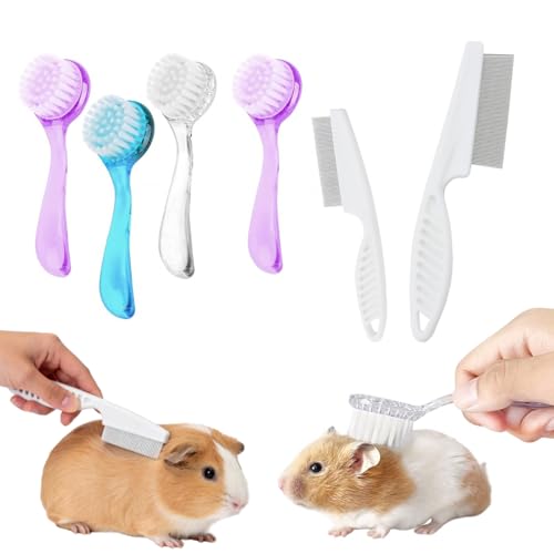 6 Pack Hamster Brush - Small Animal Bath Brush with Lid Soft Cleansing Brush Animal hair combing for Hedgehog Guinea Pig Rabbit Cat Chinchilla Ferret Small Animal Grooming Tool Cleaning Supplies