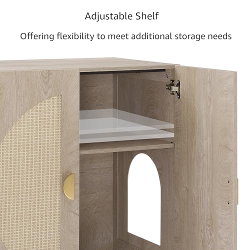 unipaws Tall Cat Litter Box Enclosure for Tall or Top Entry Litter Box | Hidden Litter Box Cover with Shelves, Kitty Enclosed Litter Box Cabinet, Cat Box Furniture - color: Weathered Grey
