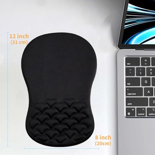 Ergonomic Mouse Pad Wrist Support with Massage Design,Classic Black Wrist Pain Relief Mousepad with Memory Foam,Non-Slip PU Base - color: A-01