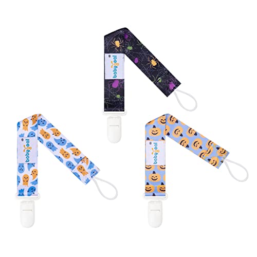 babygoal Halloween Pacifier Clips, 6 Pack Binky Paci Holder Leashes Fits for Most Baby Pacifiers and Binkies - color: bat,spider,skull