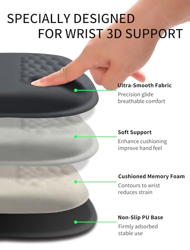 Hokafenle Ergonomic Wrist-Hugging Mouse Pad Wrist Support, U-Shaped Holding Wrist Rest Mousepad for Carpal Tunnel Pain Relief with Cushioned Memory Foam Slope Massage Bulge (10.2x8.3 in,Dark Grey) - color: Dark Grey