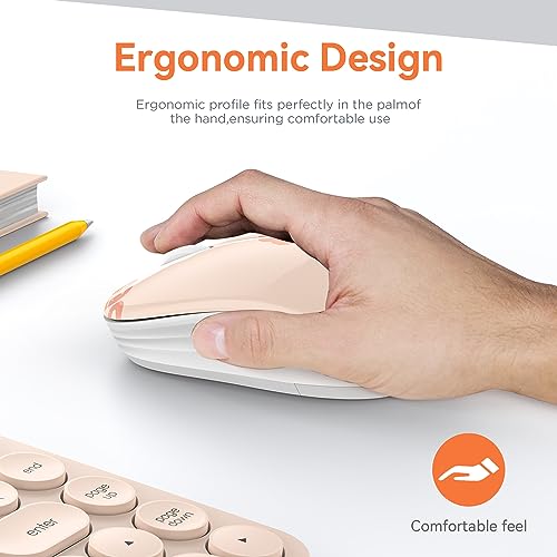 FMOUSE Cute Cartoon Silent Wireless Mouse, Dual Mode Bluetooth & USB 2.4G | Kerry Bear Pattern, Ideal for Kids Back to School & Office | AA Battery Powered | Compatible with Laptop Mac iPad Tablet - color: Kerry Bear
