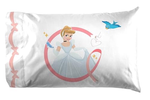 Jay Franco Kids Sheet Set with Fitted, Flat Sheets & Pillow Cover - Ultra-Soft Bedding with Pillowcase for Room Decor, White - Princess Cinderella, 3 Piece Twin - color: White - Princess Cinderella, size: 3 Piece Twin