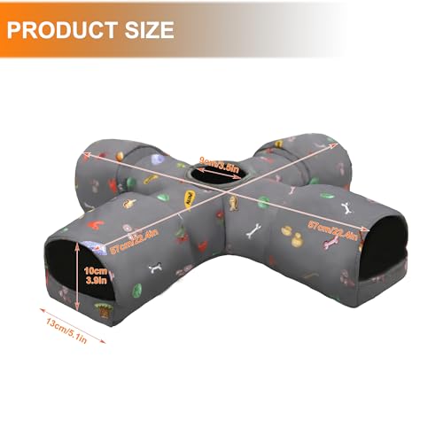 4-Way Small Pet Tunnel with Top Cave, Collapsible Interactive Hideout Tunnel for Hamster, Guinea Pig, Gerbil, Chinchilla, Dwarf Rabbit & Other Small Animals - color: Standard 4-Way
