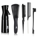 Hair Brush Set, Hair Brushes for Women Men kid Wet Dry All Hair Detangling Parting Styling, Brush Set with Detangler Brush, Edge Brush, Teasing brush, Rat Tail Comb (Black) - color: Hair brush set 2