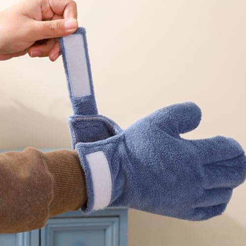 1Pcs Bite-resistant Gloves Adjustable Hamster Bite Proof Glove and Grooming Brush Set Soft Cleansing Brush Massage Combs, Guinea Pig Brush, Hamster Care Set for Hamsters, Ferrets, Hedgehog (Blue)