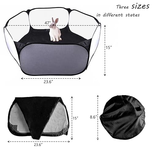 Small Animals Playpen, Portable Pop-up Open Interactive Pet Tent, Indoor Outdoor Fence for Rabbits, Guinea Pig, Hamster, Chinchillas, Kittens, Puppies - color: Black