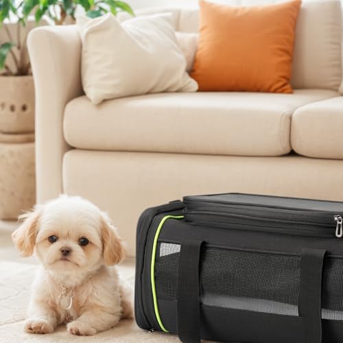 Black Expandable Pet Carrier for Cats/Dogs - Airline Approved, 2-Side & Height Extendable Design - Soft Sided Travel Bag(Black) - color: Black