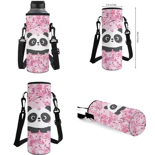Cherry Floral Panda Bookbag for Girls Kids Backpack and Lunch Box Set Water Bottle Bag and Novelty Pencil Box 4 in 1 Sets Boys 7th Grade School Bag with Compartment 17 inch Soft Back Packs - color: Cherry Floral Panda
