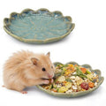 BNOSDM Shallow Ceramic Hamster Food Dish 2 Pcs Small Animals Food Bowl Sunflower Feeding Dishes for Gerbils Mice Rats 4.5in (Dark Green) - color: Dark Green