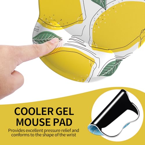 Mouse Pad with Wrist Rest, Comfortable Computer Mousepad with Gel Wrist Support Smooth Surface and Non-Slip PU Base for Pain Relief, Laptop, Office & Home (Lemon) - color: Lemon