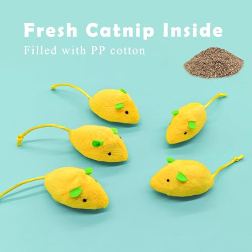 3-Pack Lemon Cat Toys Green&Yellow Cute Mouse for Kitten Play, Chase and Wrestle, PP Cotton & Catmint Filled, Teething and Chew Toys - color: 3-PCS