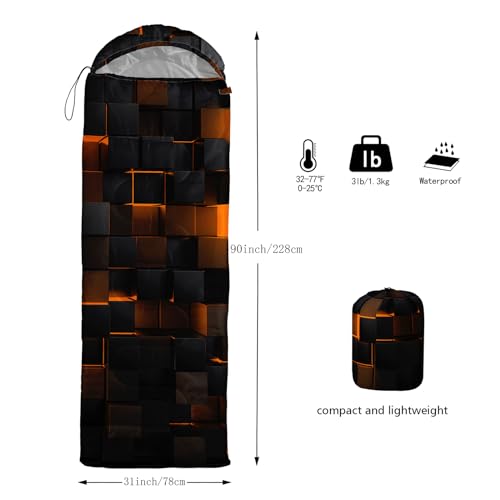 Sleeping Bags for Adults and Kids Backpacking Camping Sleeping Bags for Girls and Boys Lightweight Waterproof Cold/Warm Sleeping Bag for All Season - color: yellow
