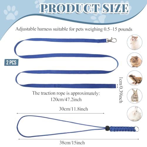 2 PCS Figure 8 Harness and Leash for Small Animals | Harness for Kittens Ferrets Rabbits Guinea Pig Chinchilla and Hamster (Blue+orange)